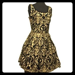 Romeo and Juliet Black Gold Cocktail Dress